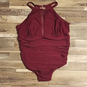 Women's one piece burgundy swimsuit